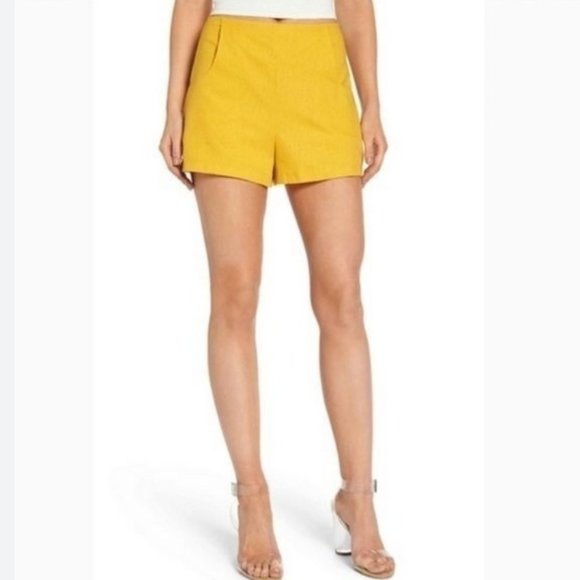 LEITH Nordstrom Linen Blend High Waisted Yellow Shorts - Size Medium - Picture 1 of 6